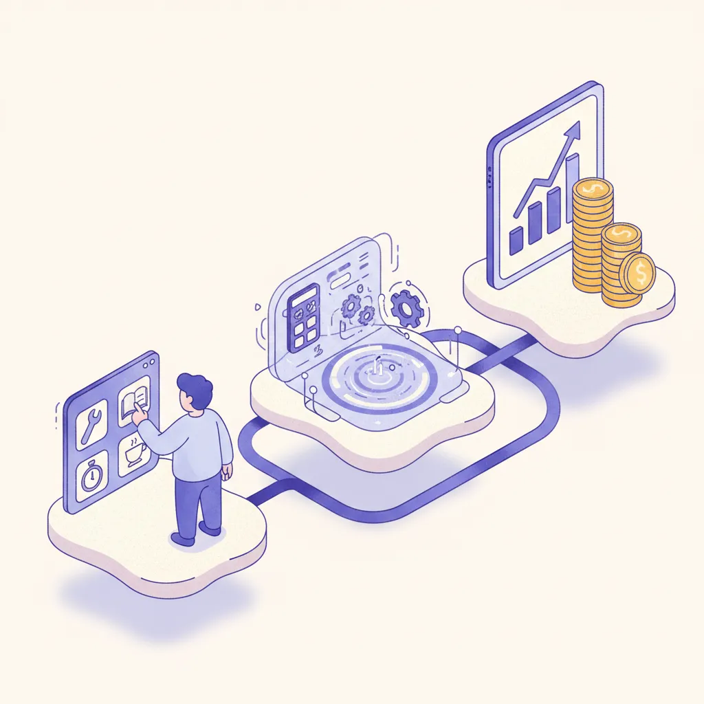Three step process: select task, calculate savings, see results