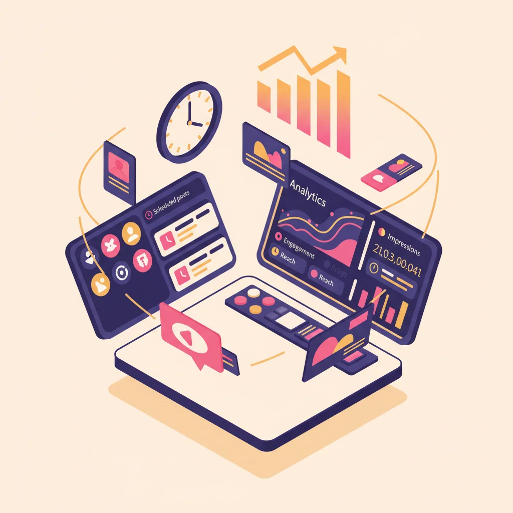 Gestion des Réseaux Sociaux automation illustration